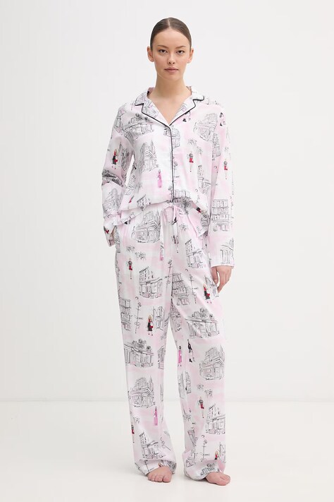 DKNY piżama damska z bawełną biała YI90108