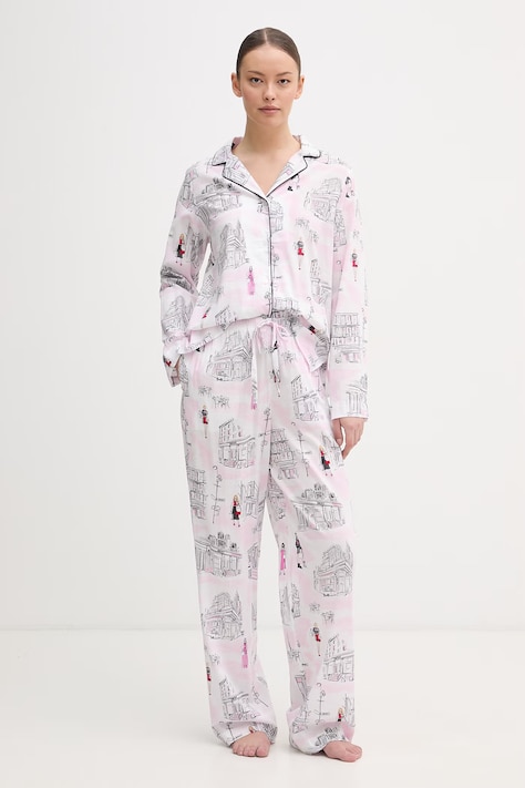 DKNY piżama damska z bawełną biała YI90108