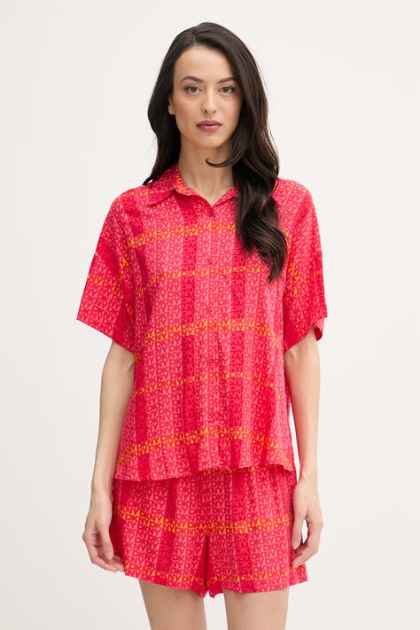 DKNY piżama dwuczęściowa damska z wiskozy czerwona YI90113