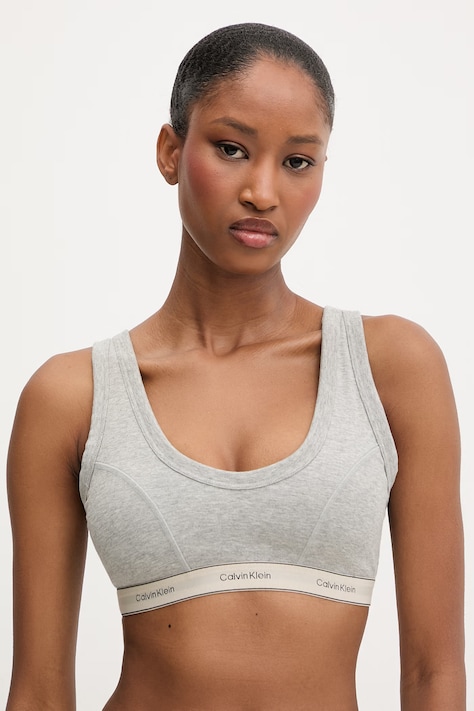 Calvin Klein Underwear sutien triunghi bumbac cu elastan gri LV00QF8594