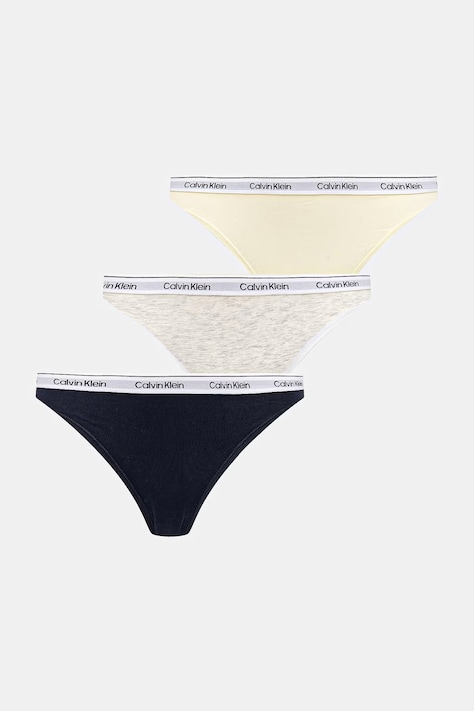 Calvin Klein Underwear figi damskie bawełniane z elastanem 3-pack żółte LV00QD5207