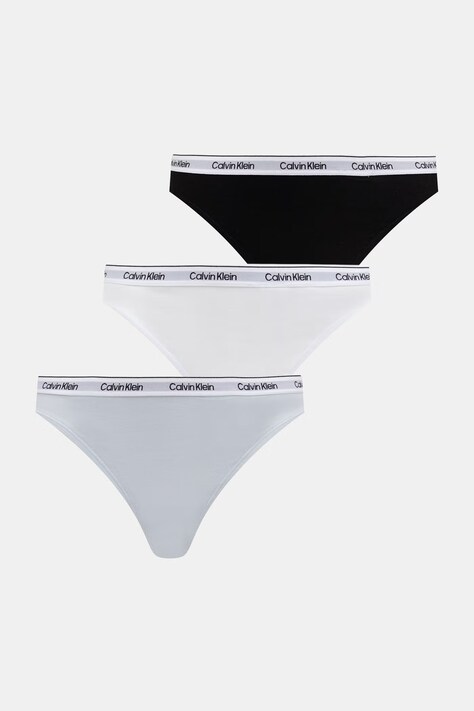 Calvin Klein Underwear stringi damskie bawełniane z elastanem 3-pack niebieskie LV00QD5209