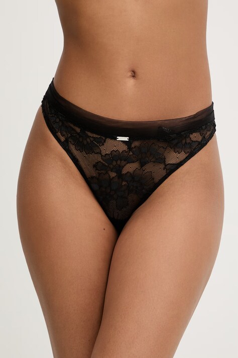 Calvin Klein Underwear stringi damskie koronkowe czarne LV00QF8631
