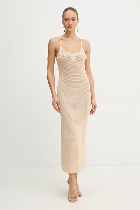 Twinset сукня ажурна бежева однотонна 261AT3020