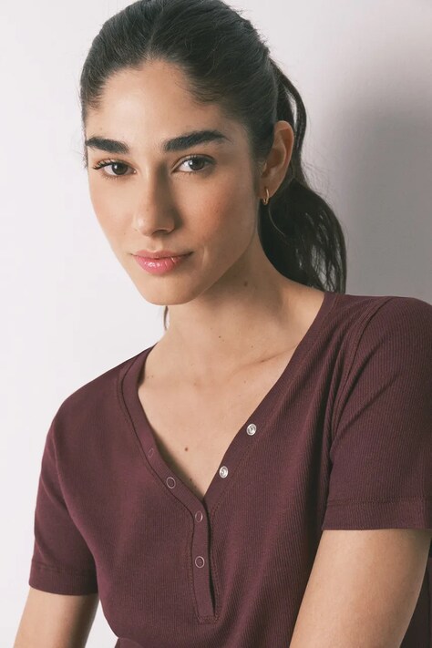 Піжамна футболка women'secret — SS26-BID11T, бордо — фото 4