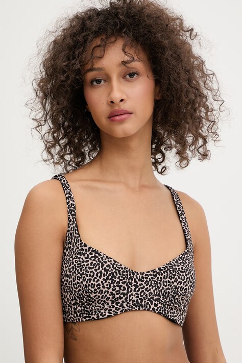 women'secret biustonosz kąpielowy kolor brązowy lekko usztywniona miseczka 6483717