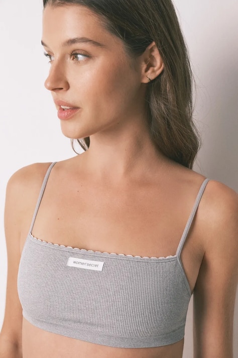 women'secret biustonosz kolor szary gładki 5103009