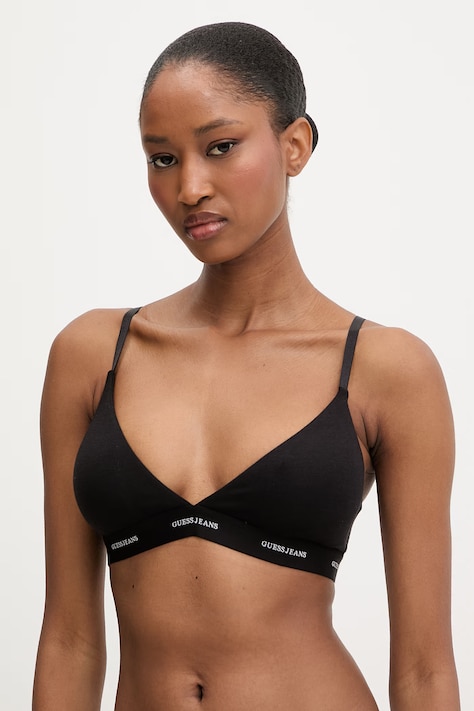 Guess Jeans grudnjak s trokutastim košaricama s pamukom crni W6GZA9 KBBU1