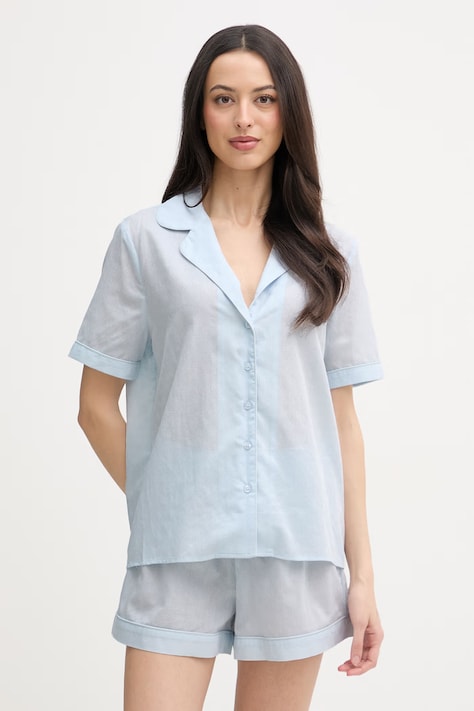 Guess пижама дамска от памук EMILE синя O6GX00 WN011