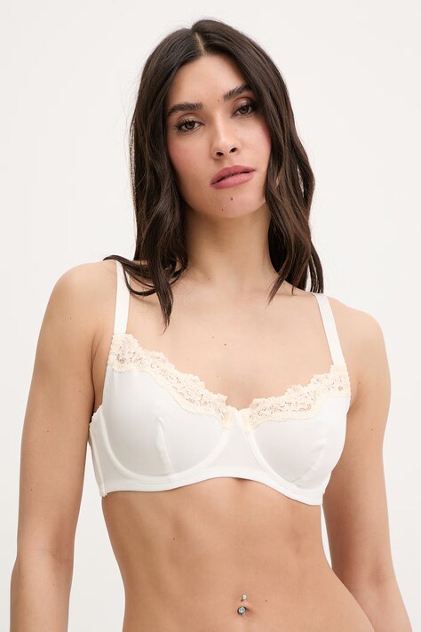 United Colors of Benetton biustonosz z domieszką jedwabiu beżowy 3UEV1R02D