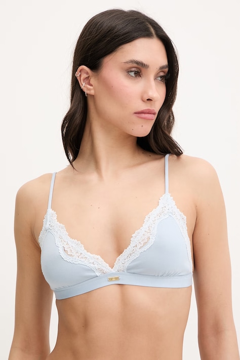 United Colors of Benetton grudnjak s trokutastim košaricama s primjesom svile plava 3UEV1R02E