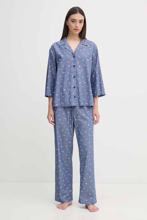United Colors of Benetton piżama damska bawełniana niebieska 46QX3P00Z