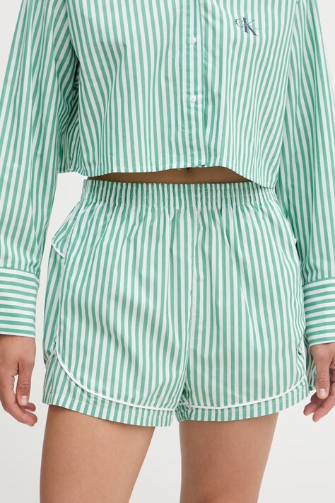 Calvin Klein Underwear ženske kratke hlače za spavanje od pamuka zelene LV00QS7604