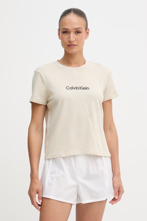 Calvin Klein Underwear piżama dwuczęściowa damska z bawełną beżowa LV00QS7653