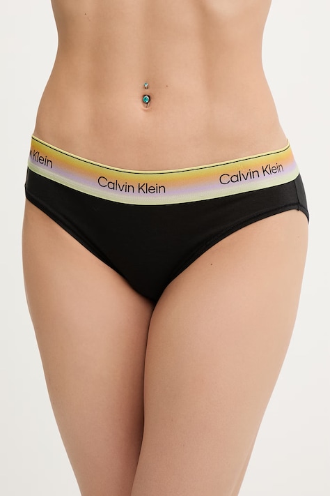 Calvin Klein Underwear klasične hlačke ženske z bombažem črne LV00QF8785