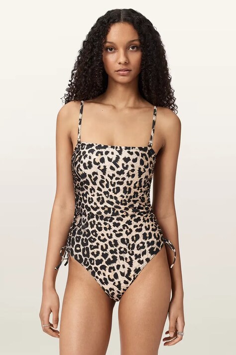 AllSaints strój kąpielowy jednoczęściowy damski COURT brązowy W009WE