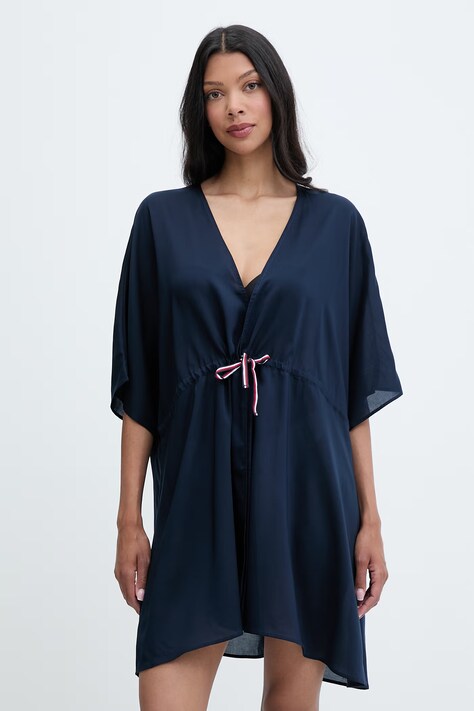 Tommy Hilfiger plážová šatka dámska tmavomodrá UW0UW06583
