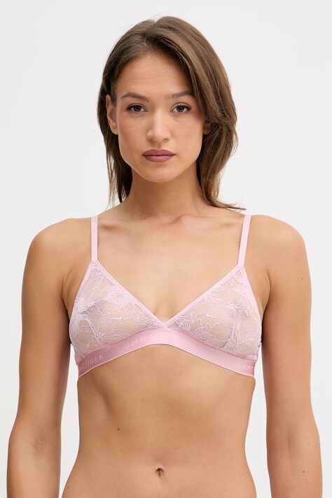 Tommy Hilfiger biustonosz trójkątny koronkowy różowy UW0UW06263