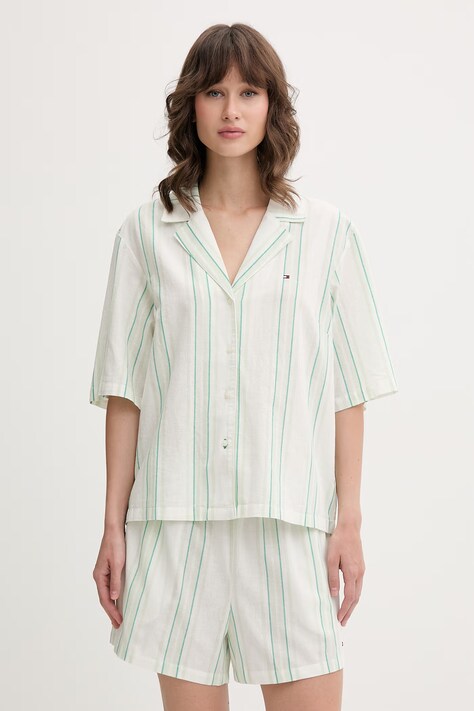 Tommy Hilfiger piżama damska z lnem zielona UW0UW06329