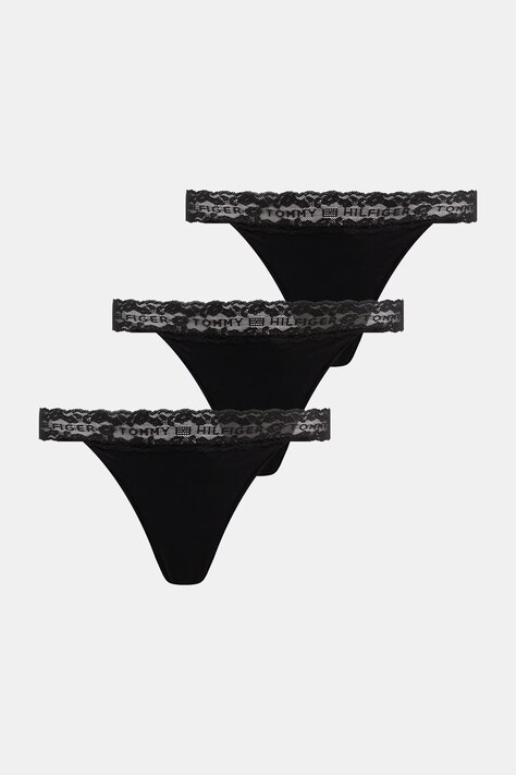 Tommy Hilfiger tange ženske od pamuka s elastanom crne UW0UW06337