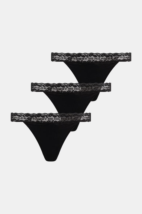 Tommy Hilfiger tange ženske od pamuka s elastanom crne UW0UW06337