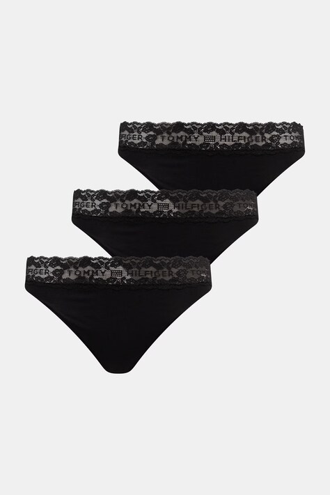 Tommy Hilfiger gaćice za žene od pamuka s elastanom 3-pack crne UW0UW06338