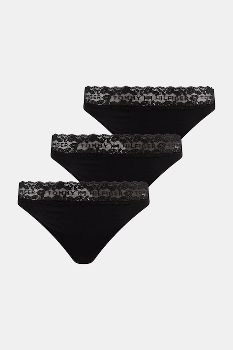 Tommy Hilfiger gaćice za žene od pamuka s elastanom 3-pack crne UW0UW06338