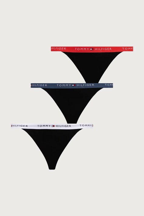 Tommy Hilfiger Stringi damskie bawełniane z elastanem 3-pack czarne UW0UW06518