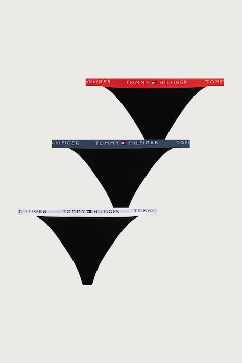 Tommy Hilfiger Stringi damskie bawełniane z elastanem 3-pack czarne UW0UW06518