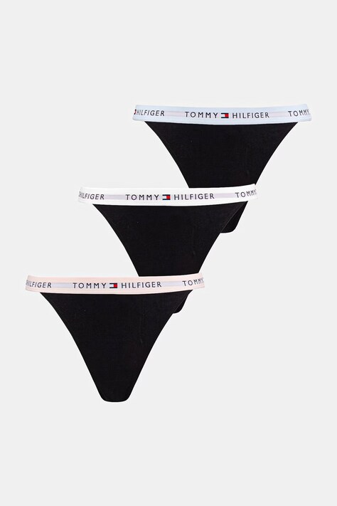 Tommy Hilfiger tangá dámske bavlnené s elastanom 3-pak čierne UW0UW06518
