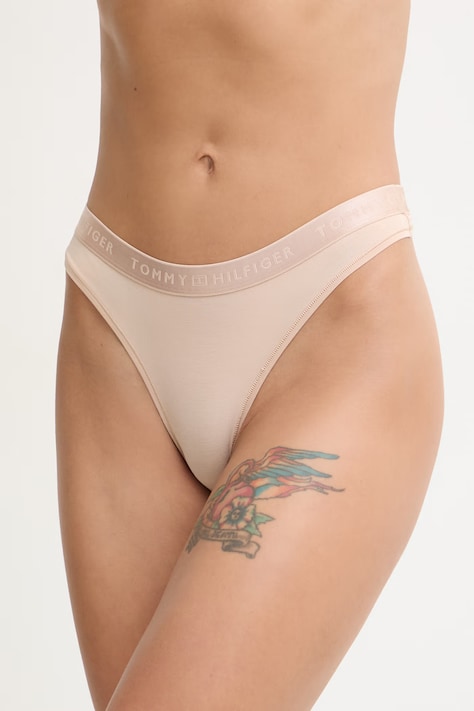Tommy Hilfiger tanga pentru femei, cu modal bej UW0UW06260