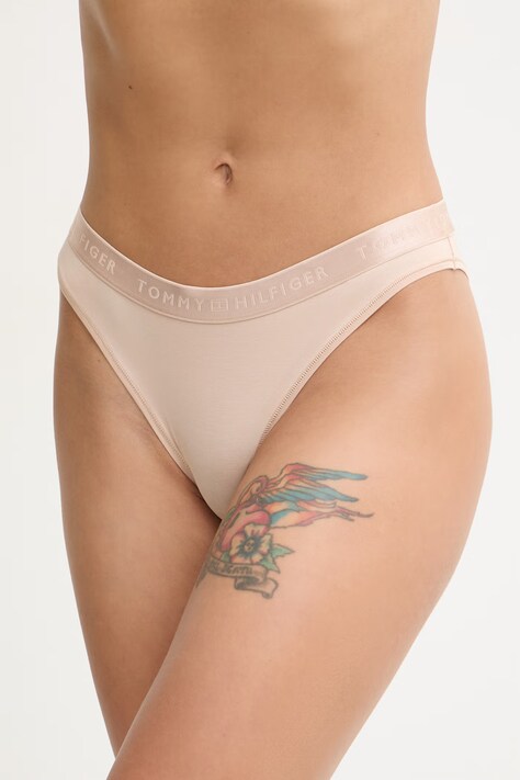 Tommy Hilfiger nohavičky dámske z modalu béžové UW0UW06261