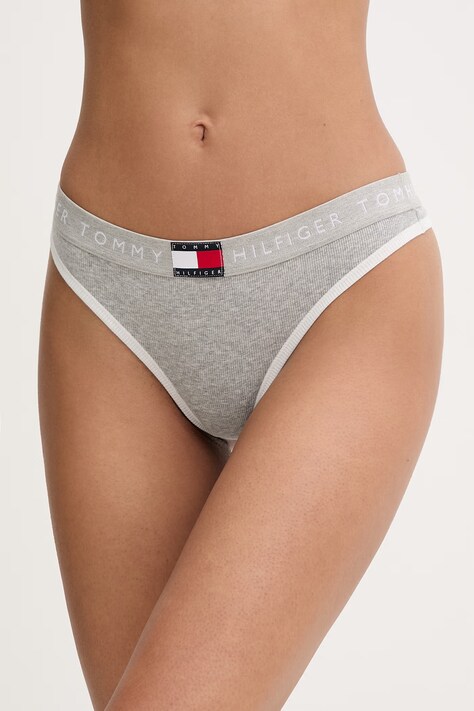 Tommy Hilfiger stringi damskie z bawełną szare UW0UW06581