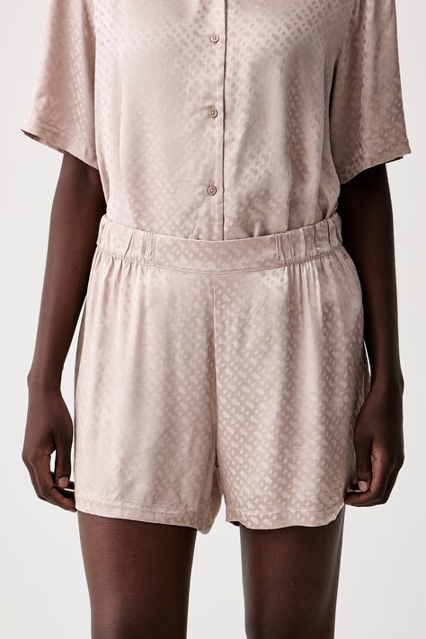 BOSS pantaloni scurți de pijama pentru femei, din vâscoză B Monogram_Shorts bej 50561031