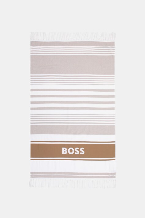 BOSS пляжний рушник бавовняний Beach_Towel бежевий 50561256