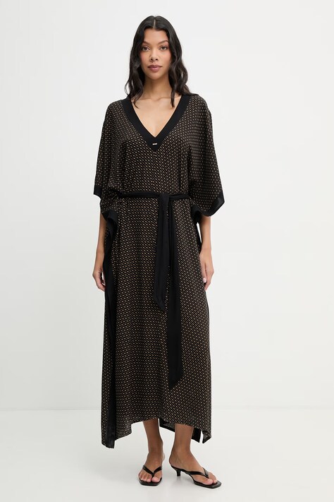 BOSS sukienka plażowa damska Monogram_Kaftan czarna 50561263