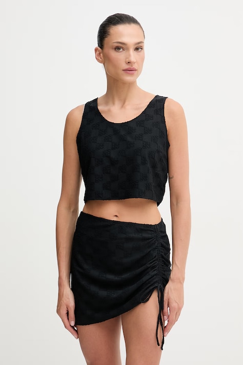 HUGO top plażowy damski Terry mono_top czarny 50561091