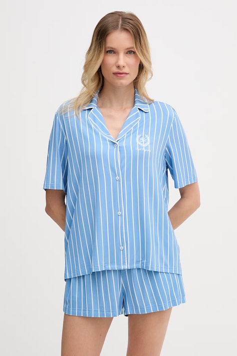 Karl Lagerfeld piżama dwuczęściowa damska z wiskozą HOTEL KARL niebieska B2W45006
