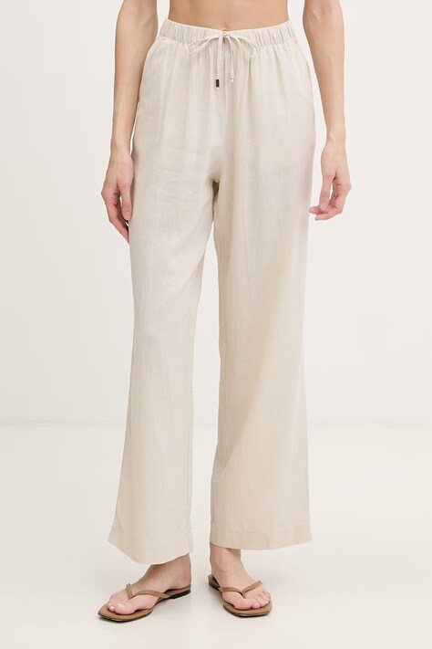 women'secret spodnie plażowe z dodatkiem lnu kolor beżowy 5543668