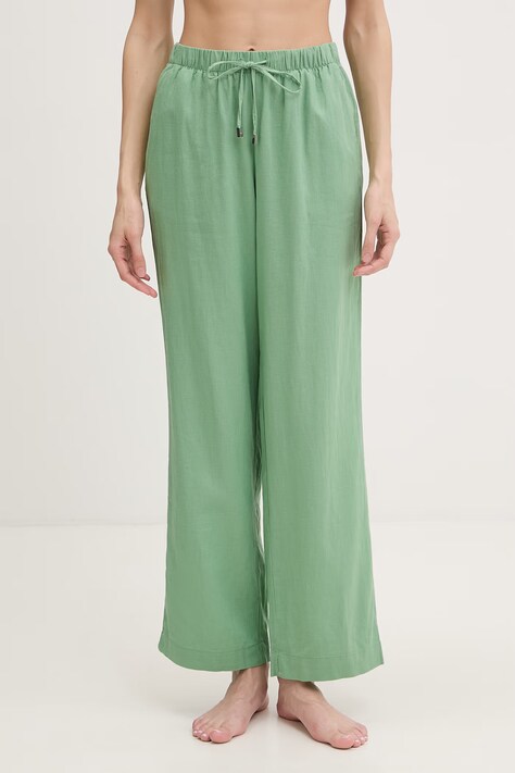women'secret spodnie plażowe z dodatkiem lnu kolor zielony 5543669