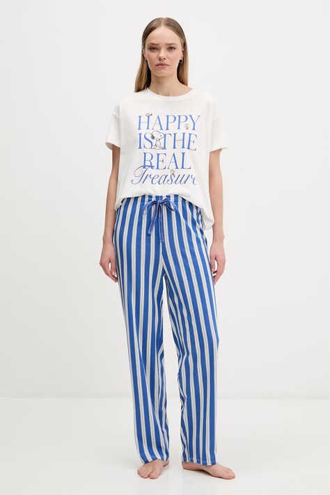 women'secret dvodijelna pidžama ženska od pamuka bež 3133518