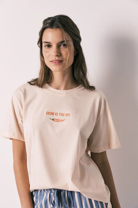 women'secret T-shirt piżamowy damski bawełniany pomarańczowy 3273296