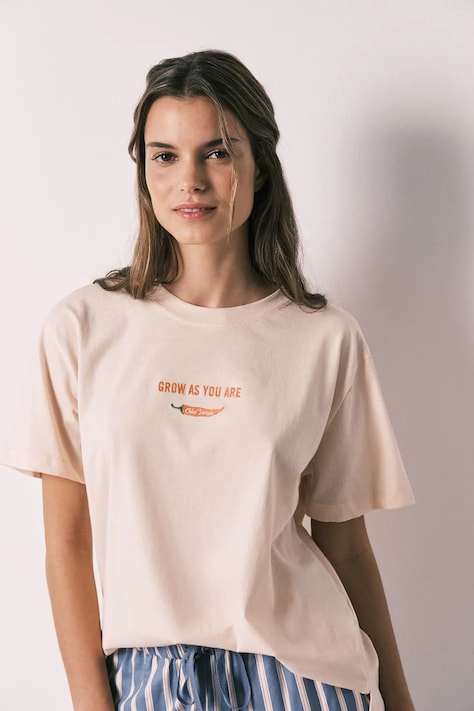 women'secret T-shirt piżamowy damski bawełniany pomarańczowy 3273296