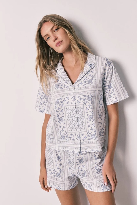 women'secret piżama dwuczęściowa damska jeansowa niebieska 3593027