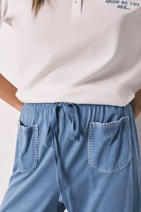 women'secret spodnie piżamowe damskie bawełniane niebieskie 3703234