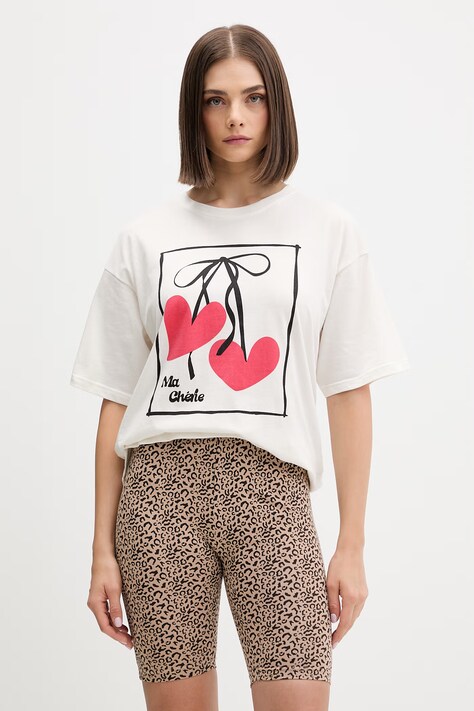 Fila piżama dwuczęściowa damska bawełniana z elastanem beżowa FPS4226