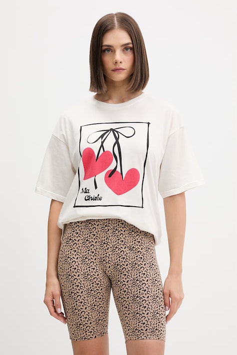 Fila piżama dwuczęściowa damska bawełniana z elastanem beżowa FPS4226