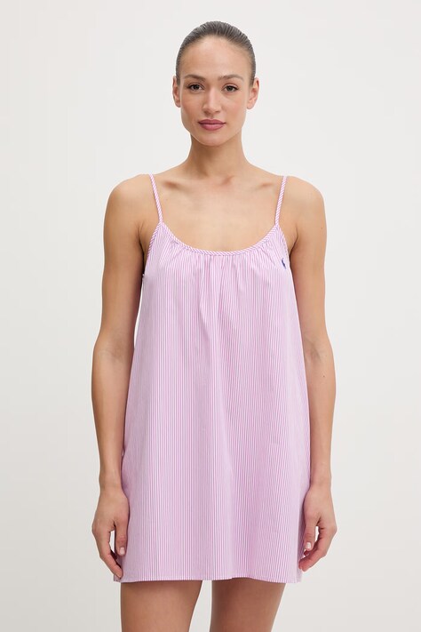 Polo Ralph Lauren koszula nocna damska bawełniana różowa 4P0557