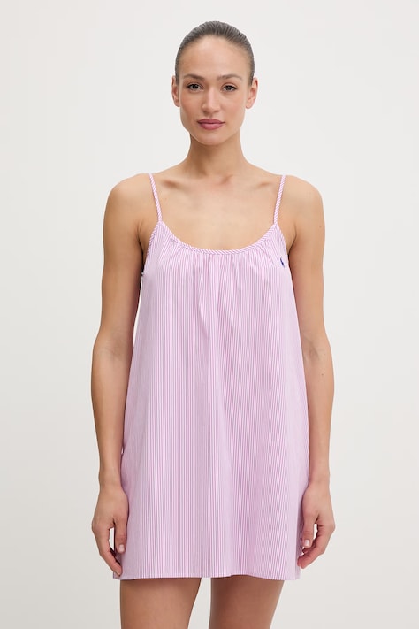 Polo Ralph Lauren koszula nocna damska bawełniana różowa 4P0557