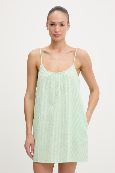 Polo Ralph Lauren koszula nocna damska bawełniana zielona 4P0782